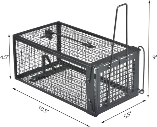 Vista 4 de Gingbau Trampa para ratas de ardilla viva, trampa de jaula para ratones de ratones negro (1-Pack)