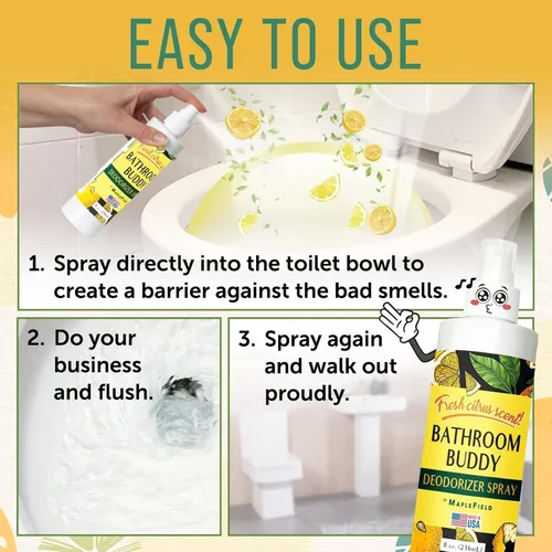 Vista 6 de Maplefield Spray desodorante para inodoro, eliminación rápida de olores y desodorante de baño, aroma cítrico y ambientador de baño, tamaño compacto