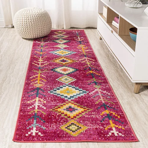 Vista 14 de Eyely Alfombra geométrica tribal de 2 x 8 pulgadas, azul oscuro/multicolor, alfombra bohemia para interiores