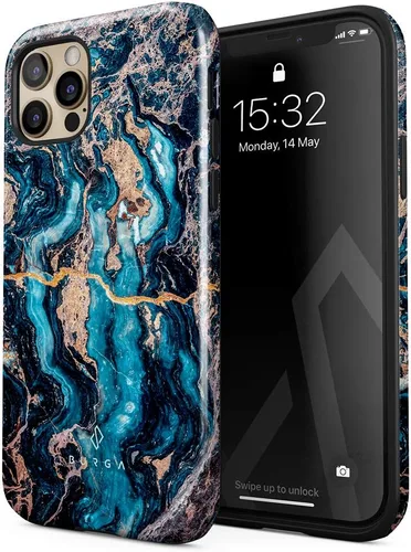 Vista 104 de BURGA - Funda compatible con iPhone 12 PRO, apta para carga inalámbrica, carcasa rígida híbrida de 2 capas + funda de silicona, protección