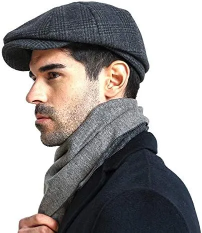 Vista 5 de Boina para hombre de algodón plana Ivy Gatsby Newsboy Conducción Sombrero Tweed Derby Sombrero Cabbie Sombreros