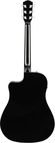 Vista 3 de Fender CD-60SCE - Guitarra electroacústica Dreadnought de tapa sólida - Paquete negro con funda, cable, afinador, correa, cuerdas, púas, DVD