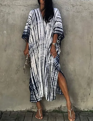 Vista 2 de AILUNSNIKA Vestido de caftán para mujer talla grande manga murciélago traje de baño de bikini