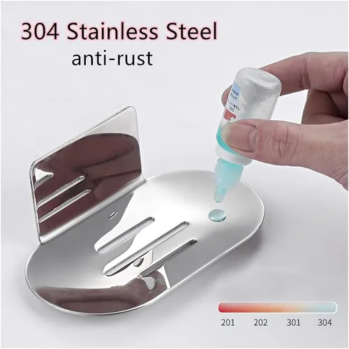 Vista 2 de Jabonera adhesiva, jabonera de baño para ducha, acero inoxidable 304 montado en la pared, soporte para jabón para baño, cocina, sin taladrar (negro)