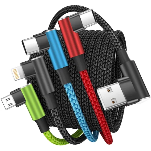 Vista 18 de 4 in 1 Multi Charging Cable, 2 Pack 6FT Charging Cords for Devices Nylon Braided USB C Car Charger Cable with Dual USB-C, IP & Micro Ports, Long