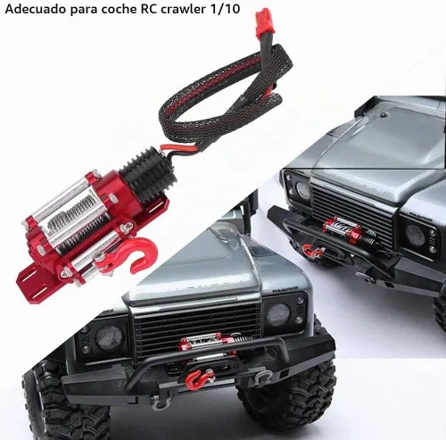 Vista 5 de Cabrestante de coche a control remoto, 1/10 escala RC modelo vehículo oruga accesorio de coche cabrestante de metal con control remoto