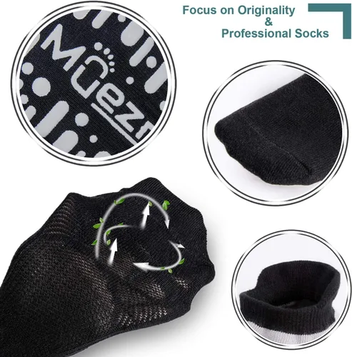 Vista 16 de Muezna Calcetines de yoga antideslizantes para mujer, antideslizantes, para pilates, barras, calcetines de hospital con agarres, talla 5-10
