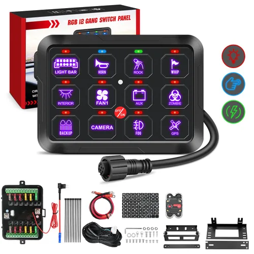 Vista 34 de Nilight Sistema de relé de control de circuito azul 12V 24V del panel