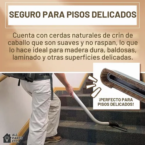 Vista 5 de Aspiradora de mochila para azulejos de madera dura, cepillo de piso de 14 pulgadas de ancho con parachoques para crin de caballo natural, cerdas