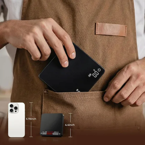 Vista 7 de Báscula de café mini con temporizador, báscula recargable USB-C de 4.4 lbs/0.00 oz, báscula de alta precisión para café expreso y café
