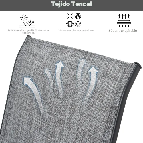 Vista 7 de Sillas de patio, sillas de comedor apilables para todo tipo de clima, tela de textileno y marco de metal, juego de sillas para exteriores para patio
