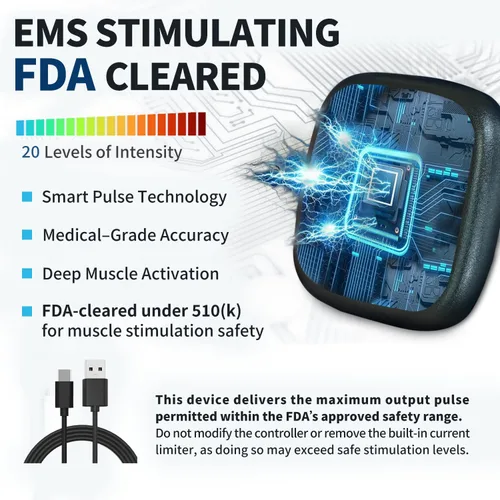 Vista 2 de FDA Cleared - Estimulador de abdomen con cinturón EMS - Cinturón de tonificación ajustable con 10 modos y 6 almohadillas, diseño de 3 capas que