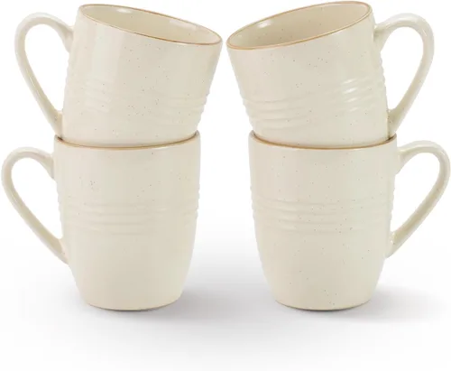 Vista 7 de Juego de Tazas de Café Famiware, Juego de 4 Tazas de 13 oz, Tazas de Gres para Café con Leche, Té Caliente, Mocha, Cacao, Capuchino, Aptas