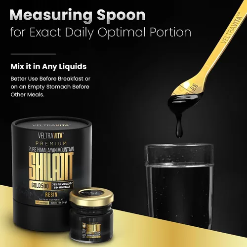 Vista 6 de Resina Shilajit del Himalaya 100% pura oro 500 orgánico 75% de ácido fúlvico de alta potencia, ácido húmico y más de 85 oligominerales Energía