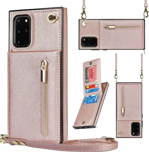 Vista 21 de Funda para teléfono Samsung Galaxy S9 con correa cruzada, tarjetero de cuero, con cordón, ranuras de crédito, cierre magnético, accesorios para Negro