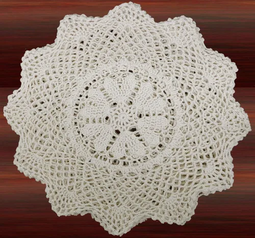 Vista 3 de Creative Linens Juego de 6 piezas redondas de encaje de ganchillo de algodón hechas a mano de 10 pulgadas con corazones beige, juego de 6 piezas