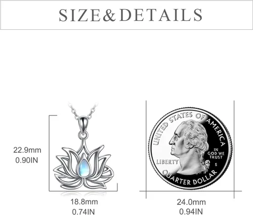 Vista 3 de CRMAD Collar de loto para mujer, plata de ley, piedra lunar, flor de loto, colgante de joyería de regalo, Metal,
