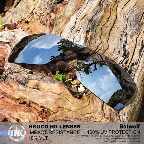 Vista 2 de hkuco Plus Lentes de repuesto para Oakley Batwolf anteojos de sol polarizadas, color plateado y transparente