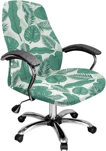 Vista 30 de Green Leaf - Fundas para sillas de oficina en casa, fundas elásticas para sillas de escritorio de computadora, respaldo alto, universales, fundas