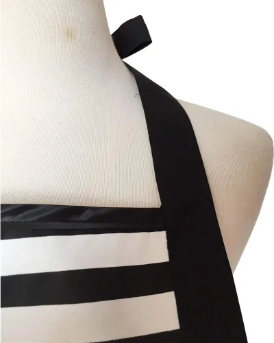 Vista 6 de Hyzrz Delantales retro de algodón hechos a mano para mujeres y niñas, delantal de cocina para tartas, cocina, regalo de madre (negro)