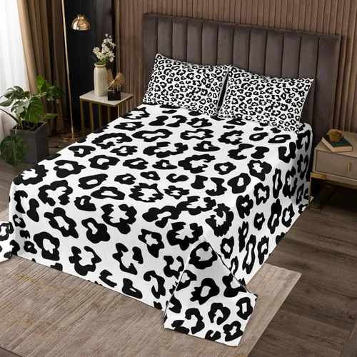 Vista 13 de Juego de colcha con lazo para niños, tamaño individual, diseño de cebra y leopardo con purpurina, decoración de habitación para niñas y mujeres
