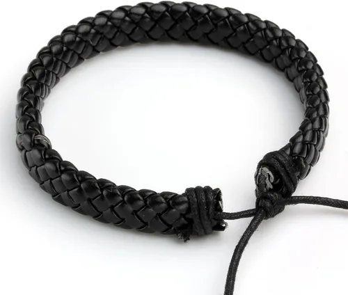 Vista 7 de Pulsera de piel sintética EIGSO hecha a mano para hombres estilo retro con nudo ajustable