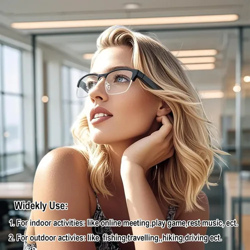 Vista 8 de Lentes inteligentes AI con traducción en tiempo real para 164 idiomas, lentes de traducción Bluetooth 5.4 para hombres y mujeres, bloqueo de luz