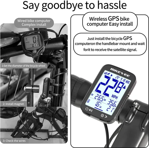 Vista 3 de Velocímetro de Bicicleta GPS Ordenador de Ciclismo Inalámbrico – Inicio/Parada Automática, Retroiluminación Automática, Odómetro de Bicicleta