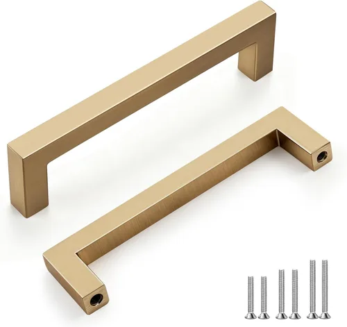 Vista 12 de GOBEKOR Paquete de 10 manijas sólidas de níquel cepillado para gabinetes de cocina con orificios centrales de 5 pulgadas, tiradores de cajón