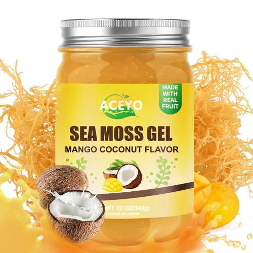 Vista 8 de ACEYO Gel de musgo marino irlandés (18 onzas) crudo vegano mango sabor piña 102 vitaminas y minerales cosechados en la naturaleza sin OMG