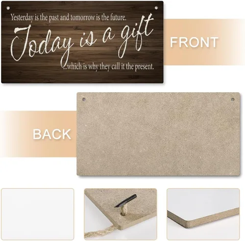 Vista 4 de Letrero de madera con texto en inglés "Yesterday Is The Past And Tomorrow Is The Future" (Yesterday Is The Past And Tomorrow Is The Future)