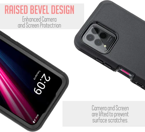 Vista 3 de Funda para T-Mobile Revvl 6 Pro 5G, funda para teléfono con protector de pantalla integrado, clip giratorio para cinturón, protección de cuerpo