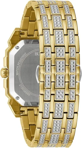 Vista 2 de Reloj Bulova Crystal Octava Square 98A295 para hombre, dorado, Oro