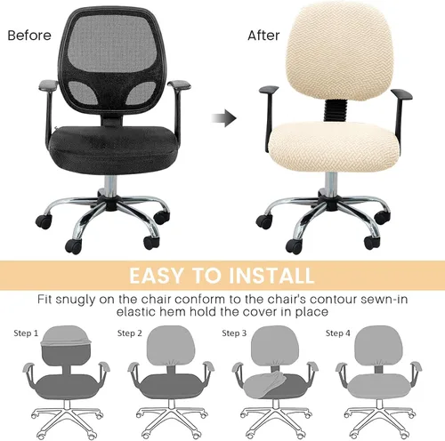 Vista 5 de MIFXIN - Fundas elásticas para silla de oficina de Jacquard, 2 piezas para sillas de escritorio o de la computadora, protector universal