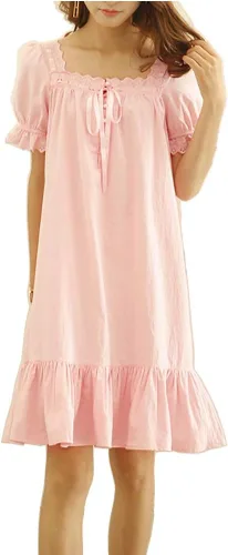 Vista 8 de Sharebeauty Camisón vintage 100% algodón para mujer, estilo victoriano retro