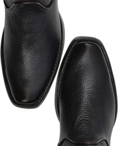 Vista 2 de Bota Cuadra para hombre en piel bovina negra con cierre de cremallera, 1J2JRS Negro