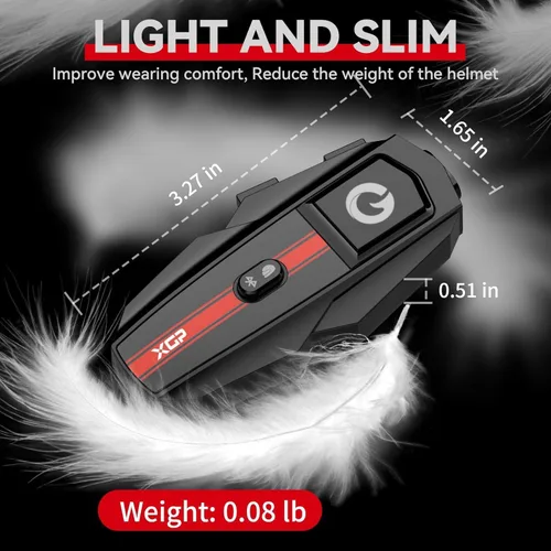 Vista 2 de XGP Sistema de comunicación de intercomunicador de auriculares Bluetooth para casco de motocicleta, para 2 pilotos, compartición de Negro