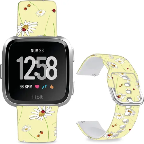 Vista 10 de Correas de reloj de silicona suave compatibles con Fitbit Versa 2/Versa/Fitbit Versa Lite/SE, correa de repuesto con bonito patrón floral de 0.98