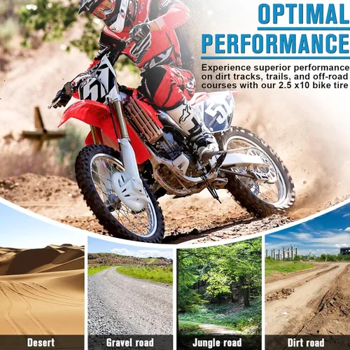 Vista 7 de Juego de neumáticos todoterreno y tubo interior de 2.5-10 pulgadas, neumático de motocross de 2.50-10 con llanta de 10 pulgadas y tubo
