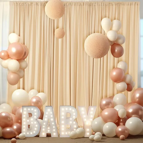 Vista 27 de Cortinas de fondo azul bebé de 10 x 9 pies sin arrugas para fiestas, cortinas de tela gruesa para fotos, para bodas, cumpleaños, baby shower