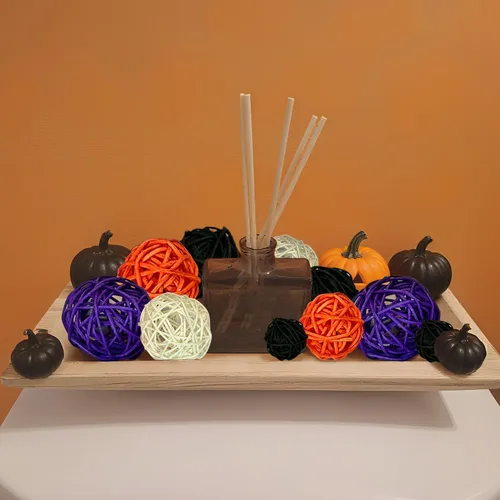 Vista 6 de Qingbei Rina 20 bolas de mimbre de ratán de Halloween, bolas decorativas de otoño para cuencos, relleno de jarrón para centros de mesa, rellenos