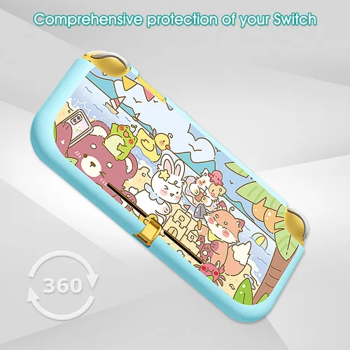 Vista 5 de PERFECTSIGHT Frog Bear Bunny Kitty Case Compatible with Nintendo Switch Lite Protective Case, Kawaii Soft TPU Slim Protective Cover for Kids Boys
