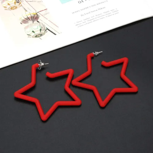 Vista 3 de Aretes de aro coloridos con forma de estrella geométrica, aretes de aro de estrella de fluorescencia brillante para mujeres y niñas, Círculo