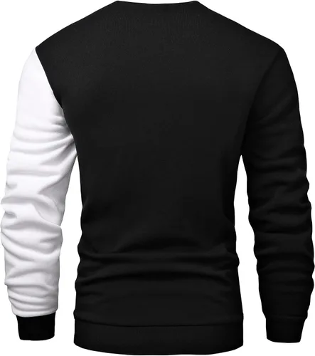 Vista 2 de GORGLITTER Sudadera casual de cuello redondo para hombre, sudadera de forro polar con bloques