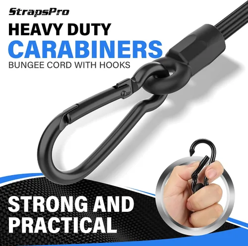 Vista 6 de Cordones Elásticos con Ganchos, Cordones Elásticos de 12 Pulgadas Mejorados con Ganchos de Mosquetón, Cuerda Elástica Extra Fuerte UV Resistente