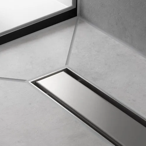 Vista 8 de hansgrohe RainDrain Match - Drenaje de ducha lineal para 31 1/2 pulgadas, áspero con marco de altura ajustable en acero inoxidable cepillado