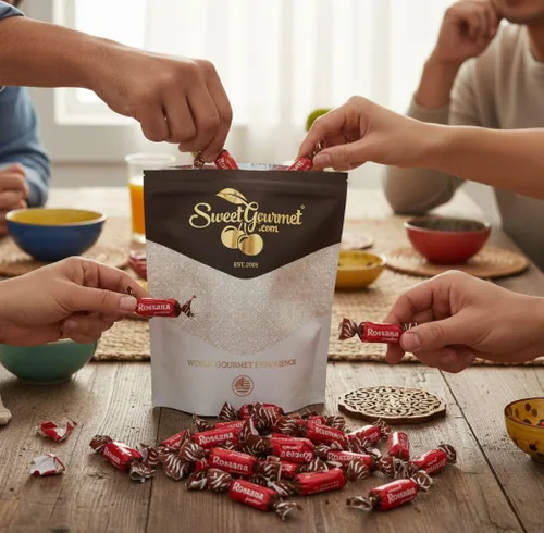 Vista 3 de SweetGourmet Rossana - Caramelo duro italiano relleno de chocolate y avellana, 1 libra