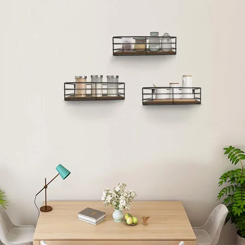 Vista 5 de CRUGLA Juego de 3 estantes flotantes montados en la pared, estantes colgantes de pared para baño, sala de estar, dormitorio, cocina y hogar