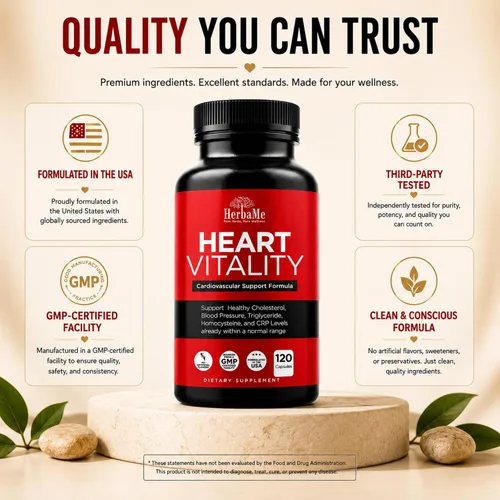 Vista 7 de HerbaMe Suplemento de apoyo cardíaco para hombres y mujeres, bienestar cardíaco diario y apoyo a la circulación, apoya el bienestar cardiovascular