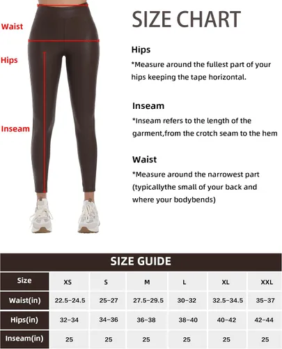 Vista 6 de HARTPOR Leggings de piel sintética para mujer de 25 pulgadas, pantalones de cuero de cintura alta, pantalones de cuero elásticos al tobillo